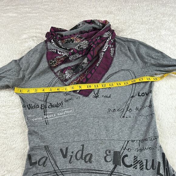 Desigual long sleeved cowl neck graphic print  fit and flare dress, size Med - L - Picture 6 of 11